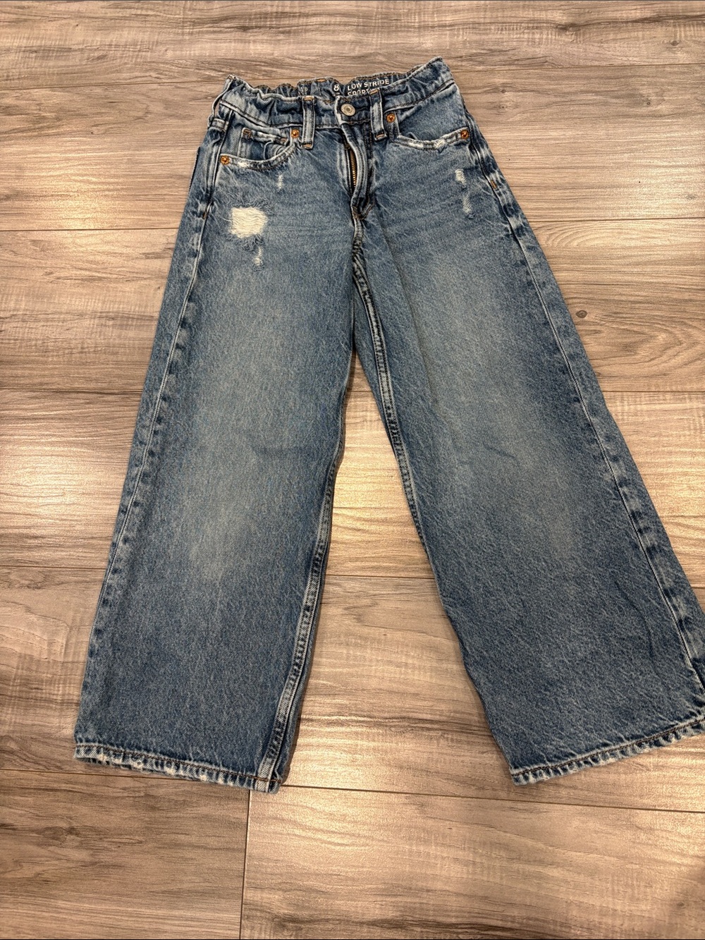 GAP Wide-Leg Distressed Blue Kids Jeans